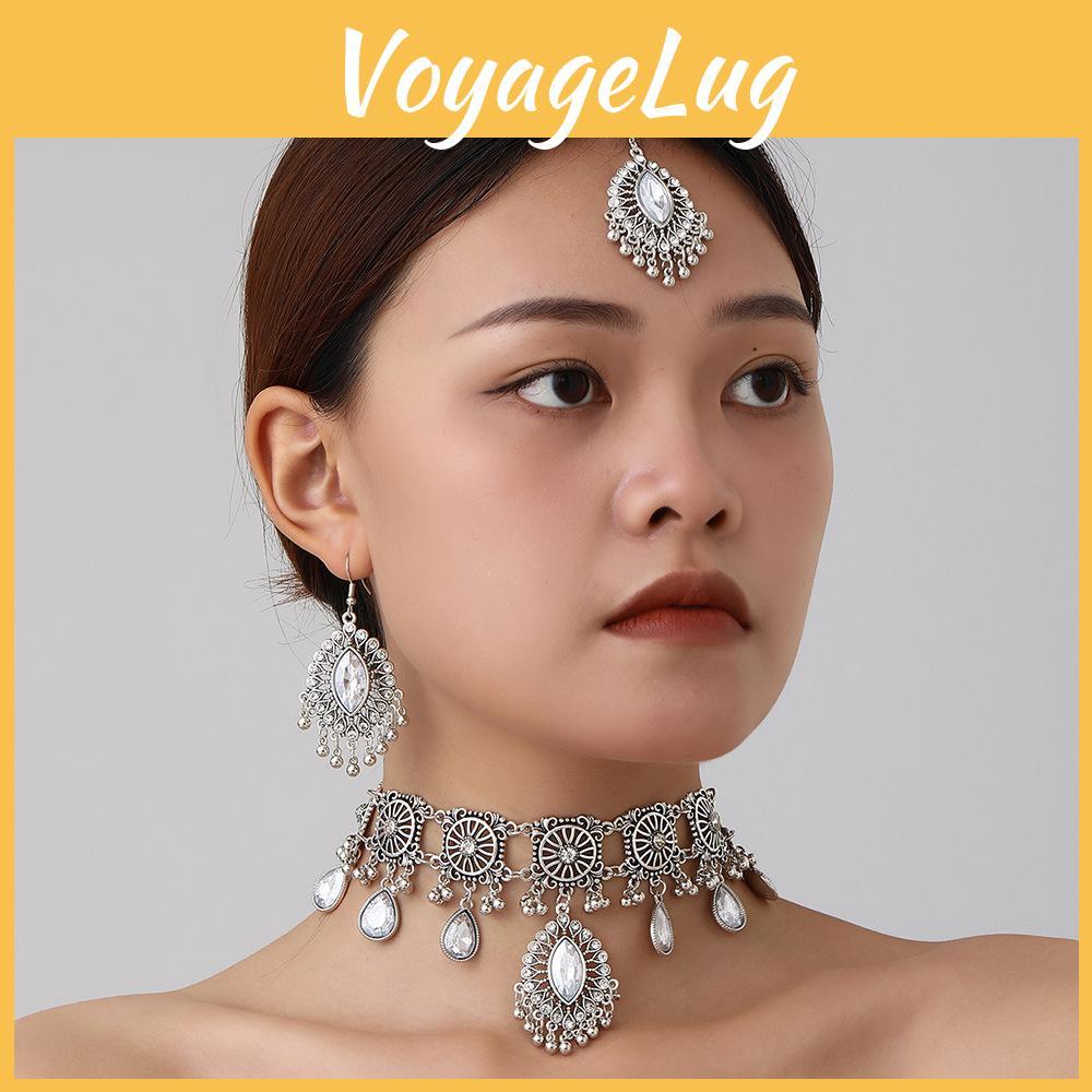 Middle East Ethnic Style Necklace And Earring Set With Water Dazzle Drop For Women