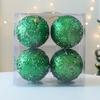 4 Pcs Christmas Ball Ornaments Glitter Sequin Shatterproof Foam Balls Decoration with Faux Pearl for Xmas Wedding Party Holiday Decor