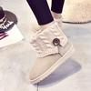 Female Shoes Big Red Ladies Snow Boots Elastic Ankle Booties Wedge Heel No Slipery On Offer Korean Style Demi-season Low Price