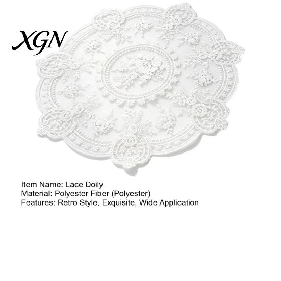 Elegant Lace Doily for Tea Party Retro Round Doily, Embroidered Floral Coaster, 13 Inch Table Decor Sheer Placemat Wedding, Vintage Style