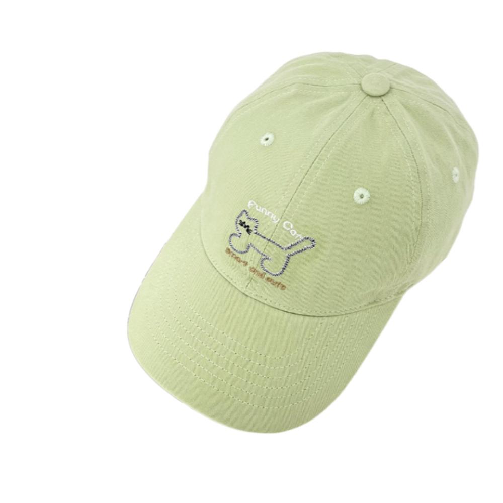 Adjustable Sunscreen Baseball Cap Breathable Cotton Peaked Hat Cat Embroidered Cap Unisex