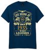 Life Begins At 90 Mens Birthday T-Shirt Born In 1935 Legends 90th Gift Gold Text