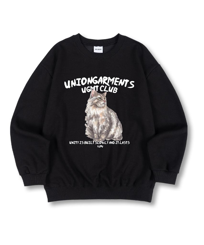 UNION GARMENTS Свитшот оверсайз с рисунком кота, премиальный, двусторонний, 4 цвета