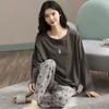 Plus Size Womens Fashion Girls Pajamas Long Sleeve Tops Pants Set Sleepwear Bamboo Print Fresh Family Pajamas Set