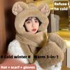 Scarf, Female Winter Bear with Hat, Korean Version of Cute Winter Integrated Thermal Gloves, Three Plush Scarves