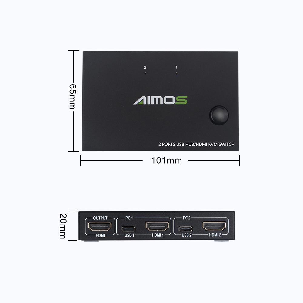 AIMOS AM-KVM201CC 2-портовый HDMI KVM-переключатель с поддержкой 4K*2K@30 Гц HDMI KVM-переключатель Клавиатура Мышь USB