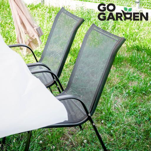 Metal garden chair, terrace, balcony armchair, terrace, balcony, gray, 4 pcs.