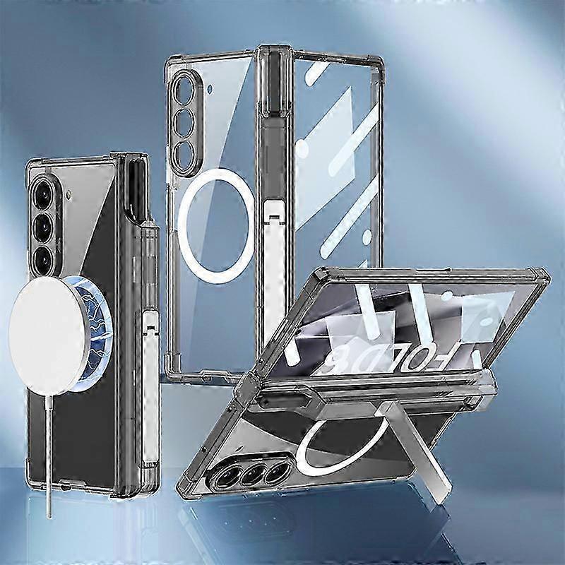 Magsafe Hinge Protection Clear Case for Samsung Galaxy Z Fold 6 Built-in Screen Protector with Stand & S Pen Holder
