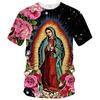 Virgen Maria 3D Men's and Women's T-shirt, Casual Short Sleeve Clothing, Full Size, New Summer Fashion