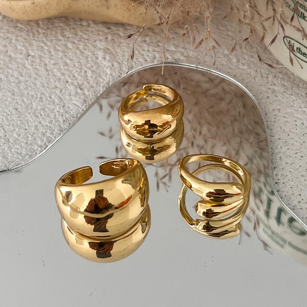 Ниша открытое кольцо дизайн чувство геометрическое соединение кольцо лава металл ветер дуга кольцо набор