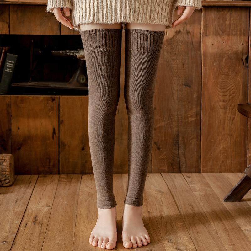1 пара женских зимних чулок, трикотажные защищающие ноги, теплые, морозостойкие, без пальцев, эластичные, противоскользящие, теплые, мягкие, облегающие, гетры, носки до бедра, чехлы для ног