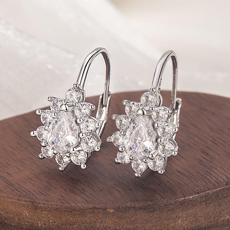 Xiaomi 925 Sterling Silver Earrings For Women Trendy Geometric Flower Zircon Earring Jewelry Prevent Allergy Party Gift Accessories