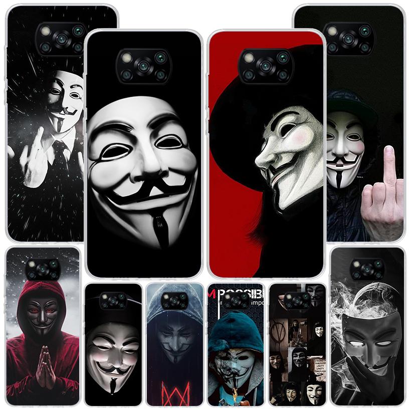Анонимный чехол-маска V для телефона Xiaomi Poco X7 X6 X5 Pro F7 Ultra Redmi 15C 15 13C 13 12C 12 10 10A 10C 9 9A 9C 9T Обложка Poco X7
