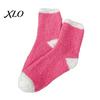 Mid Tube Sleep Socks 1 Pair Women Fuzzy for Valentine's Day, Warm Fluffy Coral Fleece Love Pattern Slipper Socks, Fall Winter Thick Sleeping