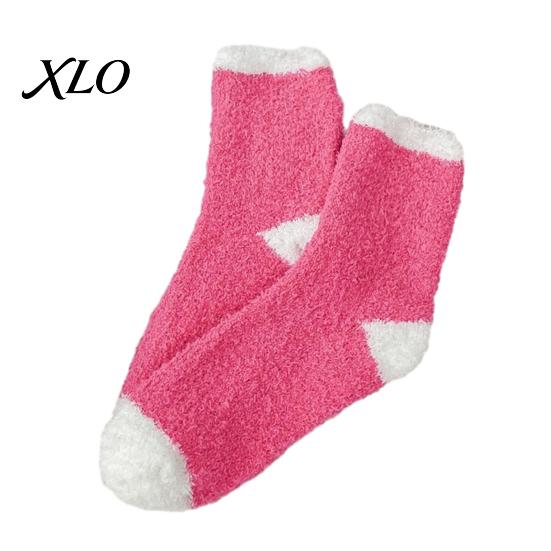 Mid Tube Sleep Socks 1 Pair Women Fuzzy for Valentine's Day, Warm Fluffy Coral Fleece Love Pattern Slipper Socks, Fall Winter Thick Sleeping