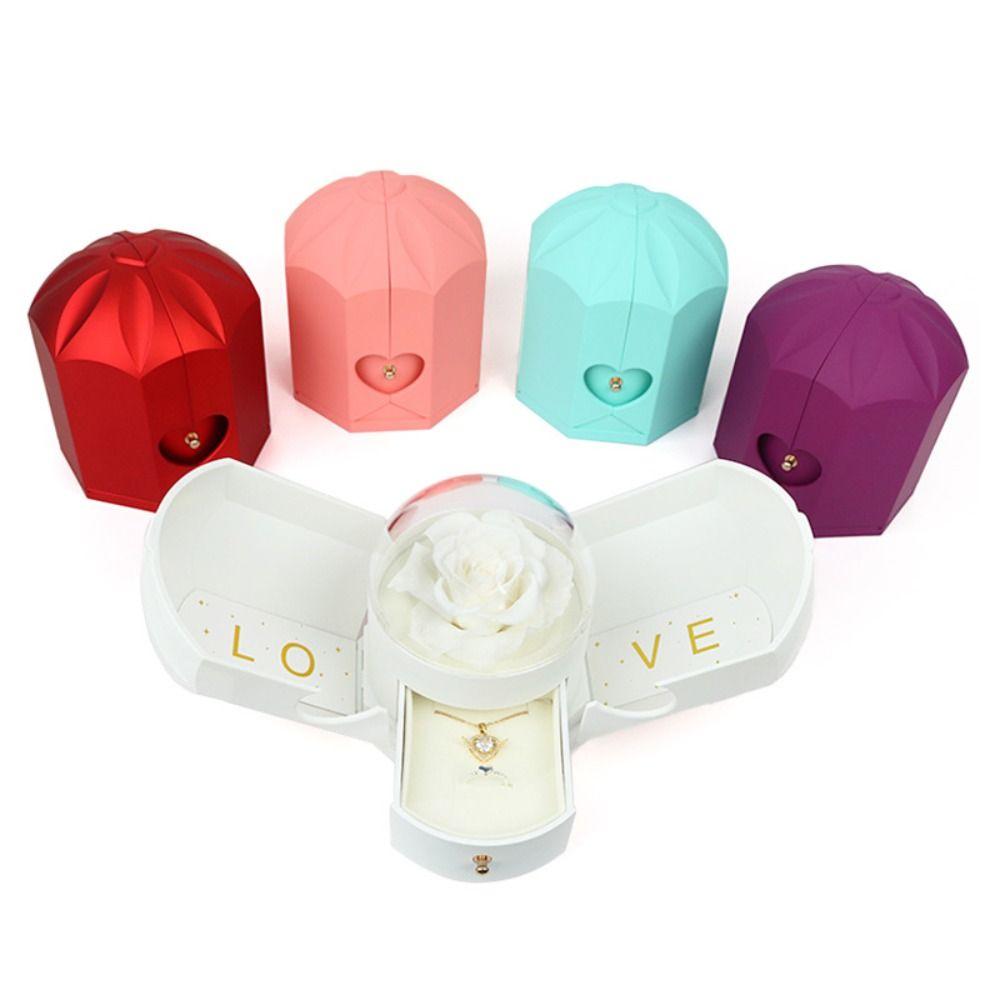 Forever Flower Eternal Rose Ювелирная шкатулка Подарочный замок Упаковка Коробка Ожерелье Подарочная коробка Жена