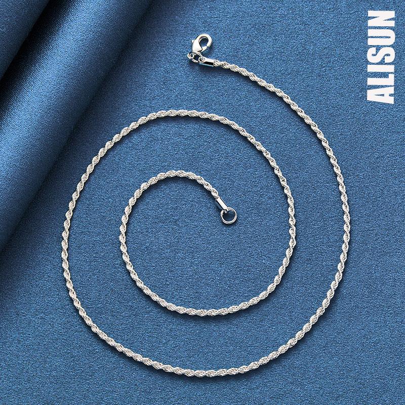 925 Sterling Silver 3mm Water Pattern Necklace Fashionable Wedding Jewelry