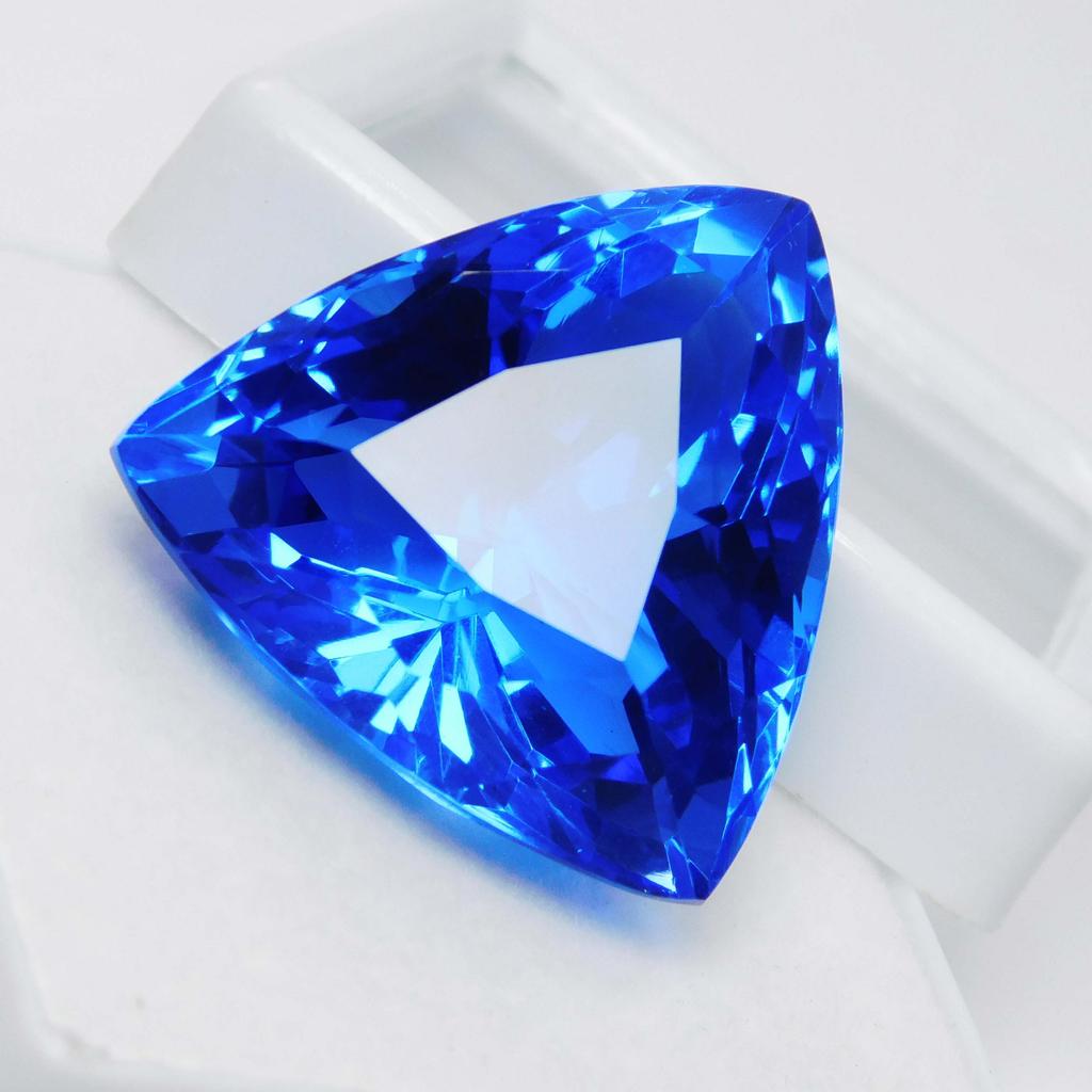 Lab-Created AA+ Blue Tanzanite 51.80 Ct Trillion Cut Loose Gemstone