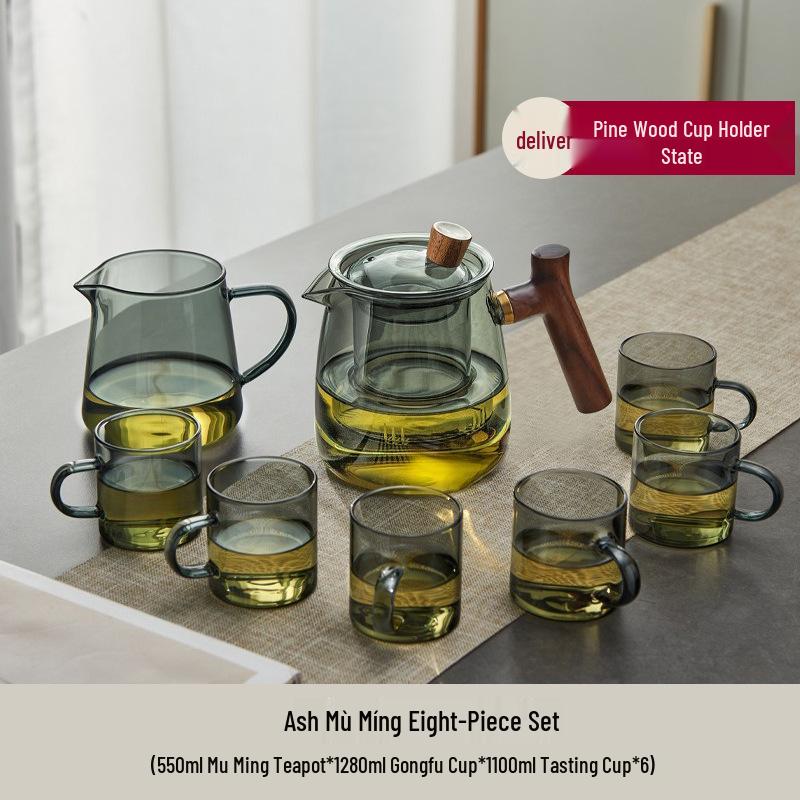 Thickened Glass Teapot Set with High-Temperature Resistant Infuser for Flower Tea