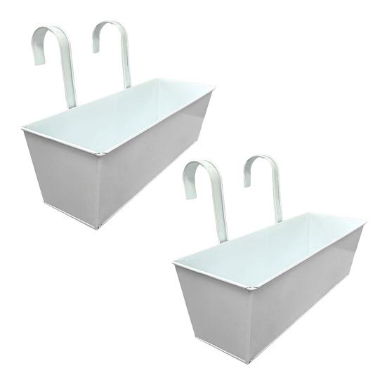 Подвесной цветочный горшок Yousheng, прямоугольный, с перилами, с дренажным отверстием, 16-дюймовый ящик для цветов с крючками для балкона, крыльца или террасы, травы, цветы