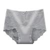Women Panties Mid Waist Lace Hollow Out Good Breathability Butt-lifted Underpants Solid Color Moisture-wicking Briefs for Sport Work