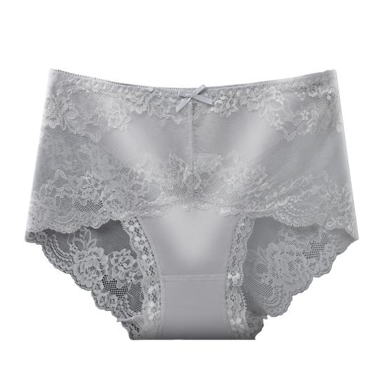 Women Panties Mid Waist Lace Hollow Out Good Breathability Butt-lifted Underpants Solid Color Moisture-wicking Briefs for Sport Work