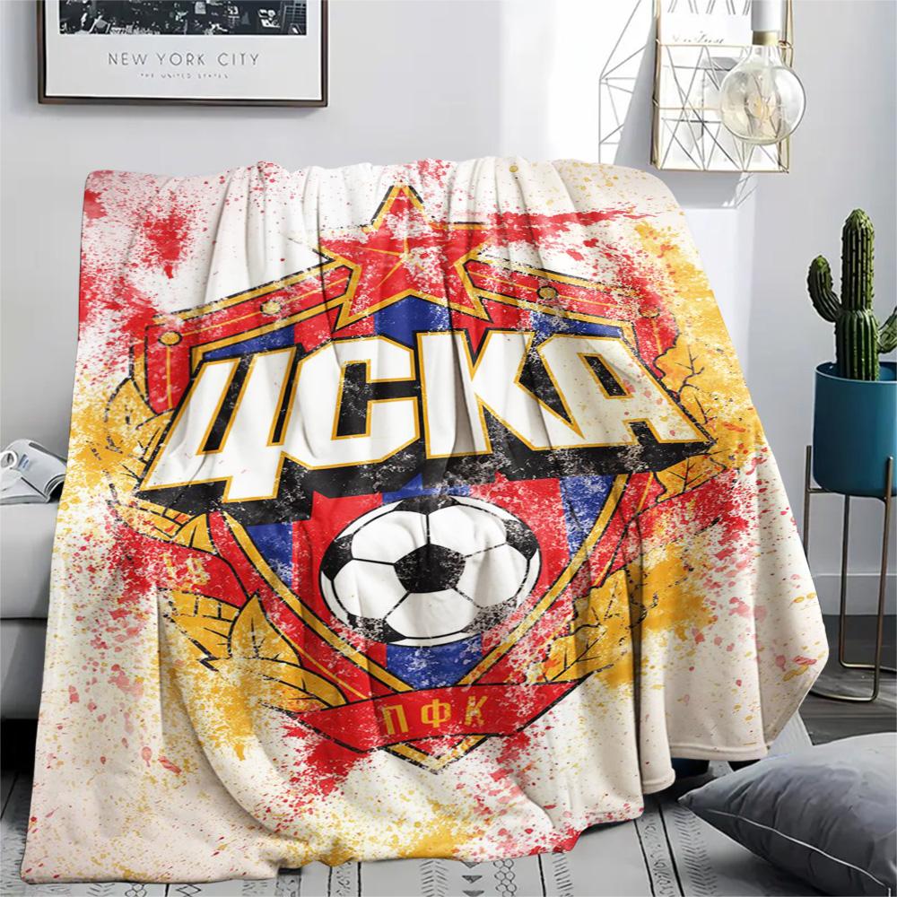 1Pc CSKA Moscow Logo Print Flannel Blanket High Quality Warm Comfortable Cover for All Seasons Perfect for Gifts Home Decor