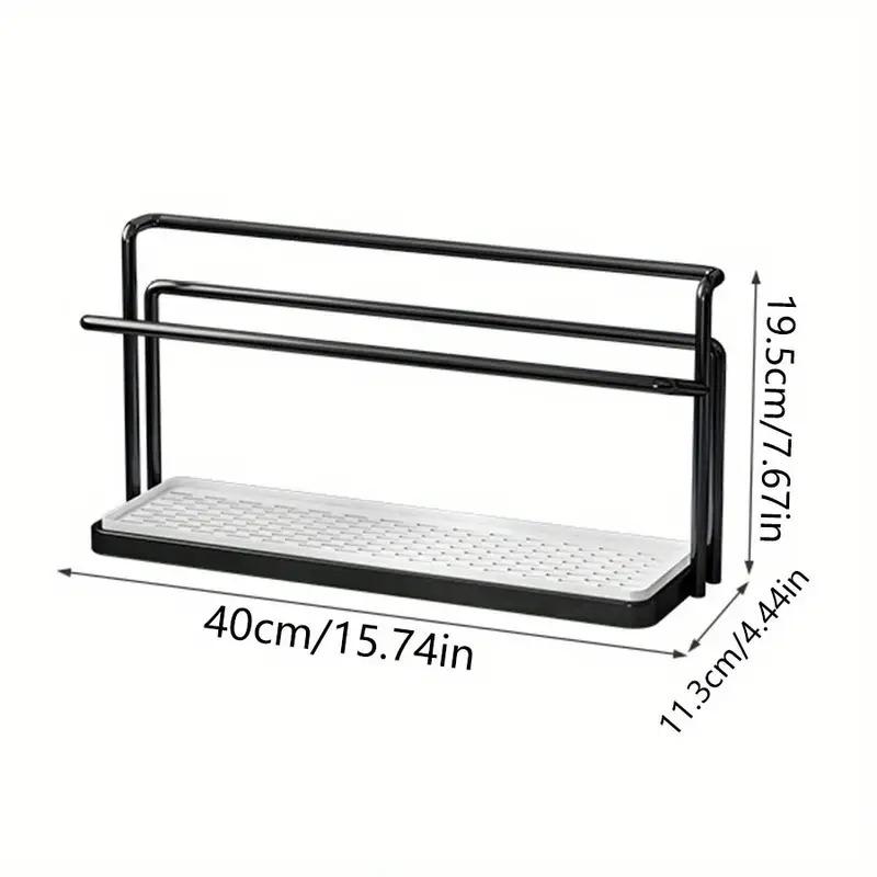 Heavy-Duty Double Layer Cup Holder Organizer with Drain Tray Space-Saving Countertop Shelf for Cups Mugs Coffee Makers