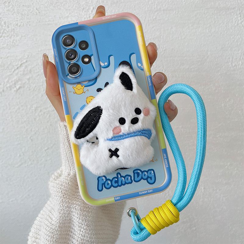 KEYSION Cute 3D Cartoon Plush Case for Samsung A53 5G A23 with Lanyard Silicone Shockproof Phone Cover for Galaxy A13 4G A53 5G