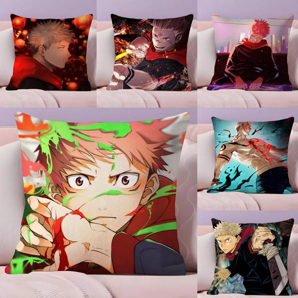 JJujutsu Kaisen Ryomen SukunaS Cushion Cover Plush Fabric Soft DoubleSided Printed Sofa Warm Winter Home Gift Pillow Cover