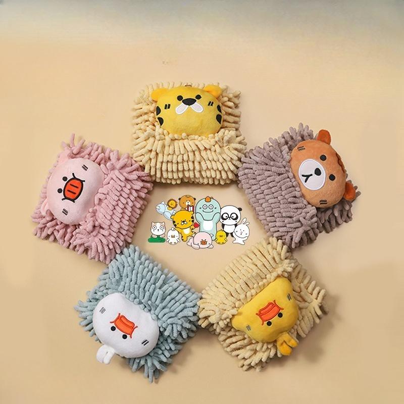 Cartoon Chenille Hand Towels, Hanging Cute Animal Hand Towels, Household Children's Kitchen Hand Towels