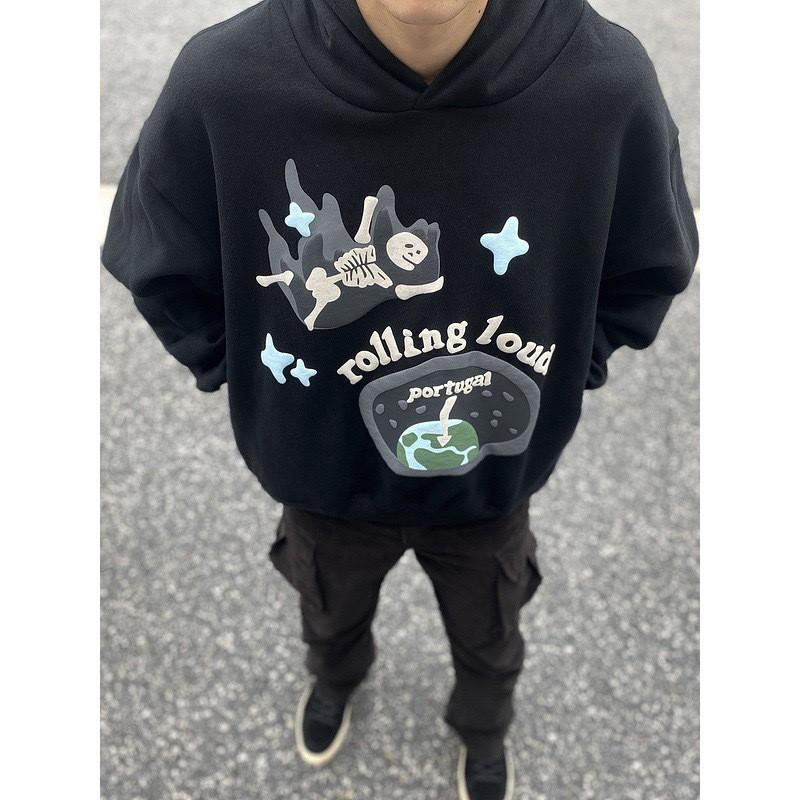 Unisex Oversized Hooded Sweatshirt With Print Design Heavyweight Cotton Blend Streetwear Style Winter