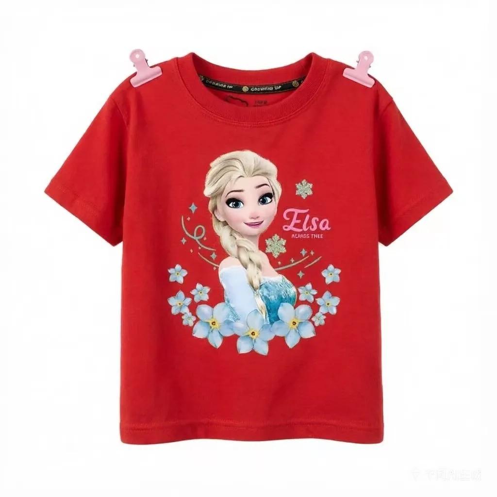 Kids T Shirt Frozen Elsa Princess Ariel Rapunzel Girls Summer Short Sleeve Little Girls 713Years Birthday Baby Children Gifts
