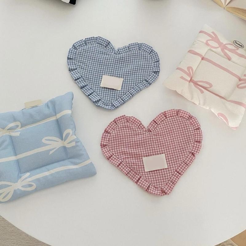 Meal Mat Heart Shape Checked Cotton Placemat Heat Insulation Pad For Family Living Room Meals Mat