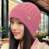 Осенне-зимняя теплая шапка женская корейская версия модная универсальная шапка-пуловер утепленная плюшевая утолщенная вязаная шерстяная шапка из норки