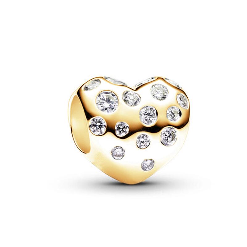 Sparking Gold Animal Heart Clip Charm Beads Dangle Fit Original Snake Bracelet Necklace Beads For Diy Jewelry Women Gift