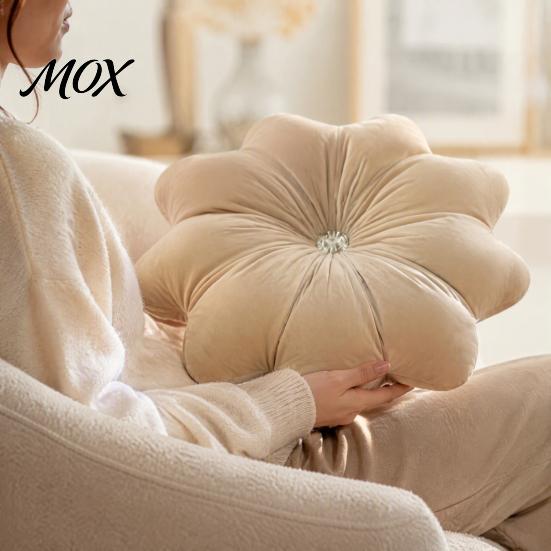 Flower Shaped Sofa Pillows Throw Pillow, 18 Inch Decorative Floral Cushion, Velvet Round for Couch Pillow with Rhinestone Accent Bed Chair Comfortable