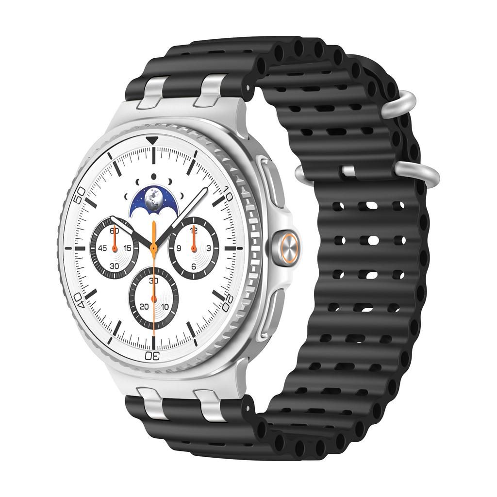 Ремешок Ocean для Samsung Galaxy Watch 8 40 мм 44 мм Спортивный силиконовый браслет для Galaxy Watch 8 Classic 46 мм Металлический коннектор