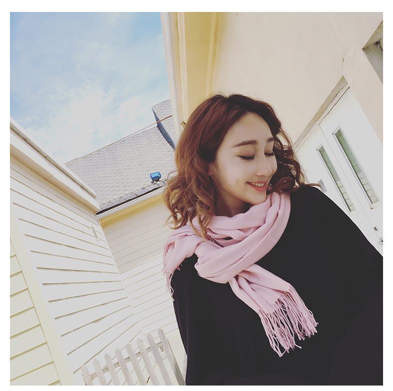 2024 Autumn/Winter Women's Solid Color Faux Cashmere Shawl & Snood Scarf Set