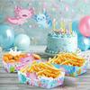 GLURUITE 24 Pcs Axolotl Party Paper Food Trays Disposable Axolotl Shaped Serving Boat Snack Bowls for Baby Shower Birthday Party Supplies Favors