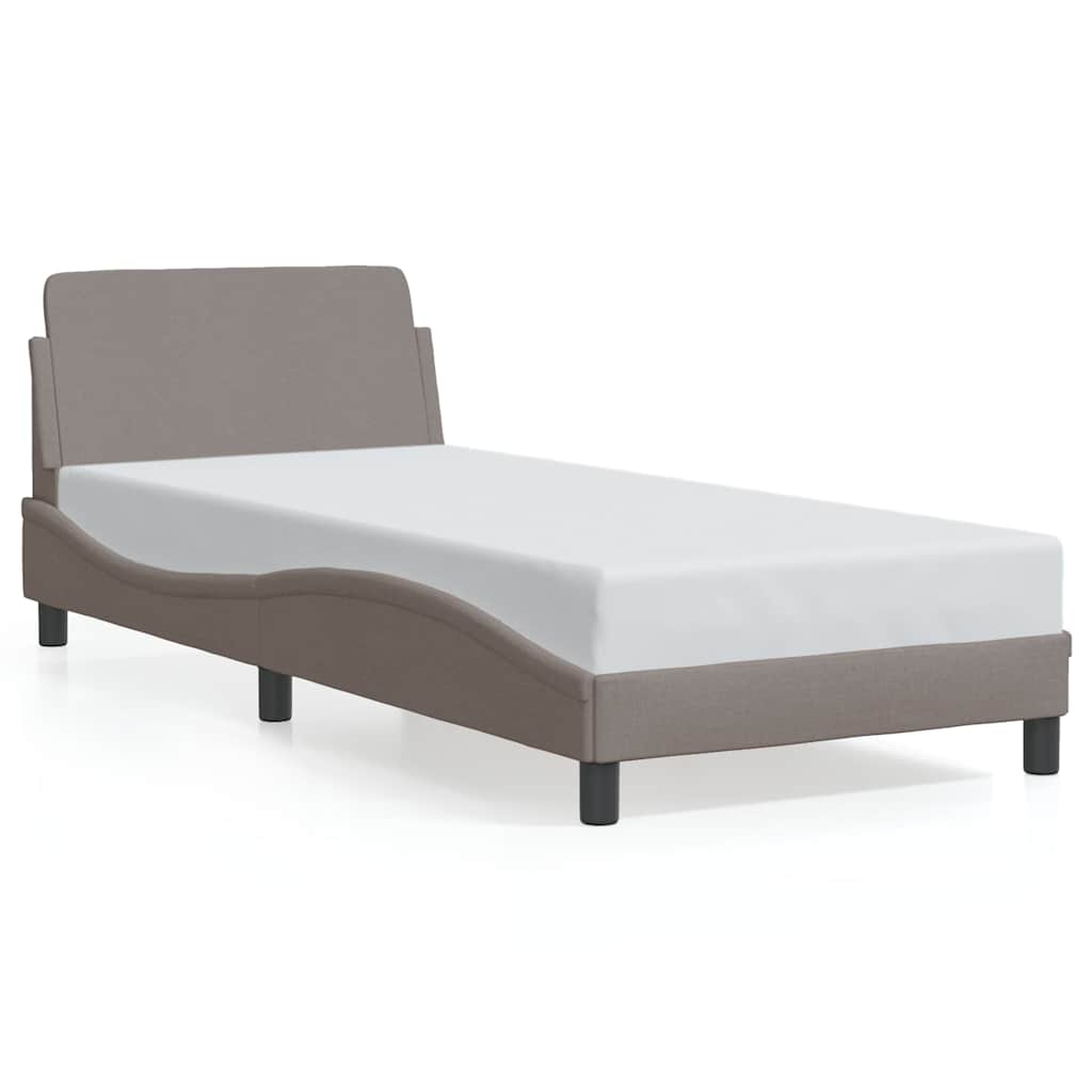 Vidaxl Rama Łóżka Z Zagłówkiem Bez Materaca, Taupe, 90X190 Cm, Tkaniną