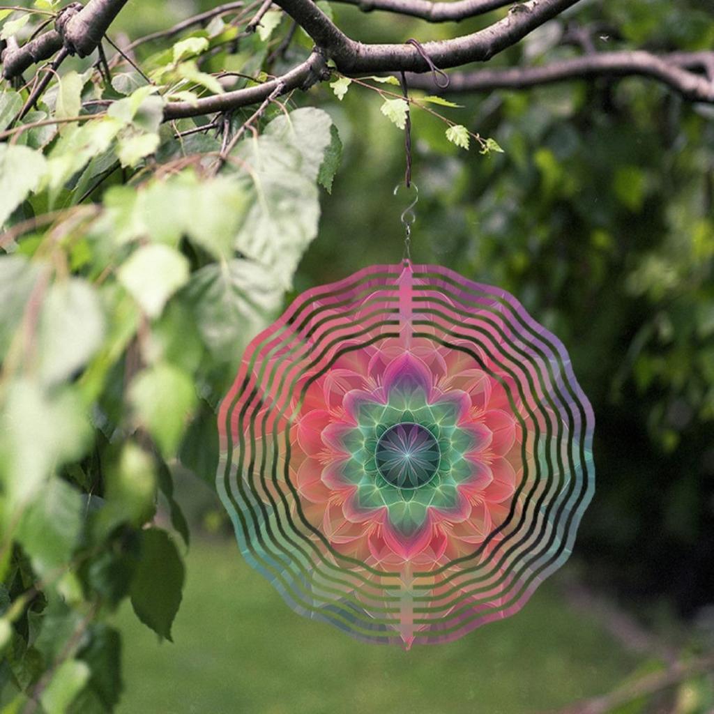 10-дюймовый металлический колокольчик ветра в богемном стиле, красочный вращающийся дизайн для декора сада, патио, не требует батареек, с крючком, идеальный подарок