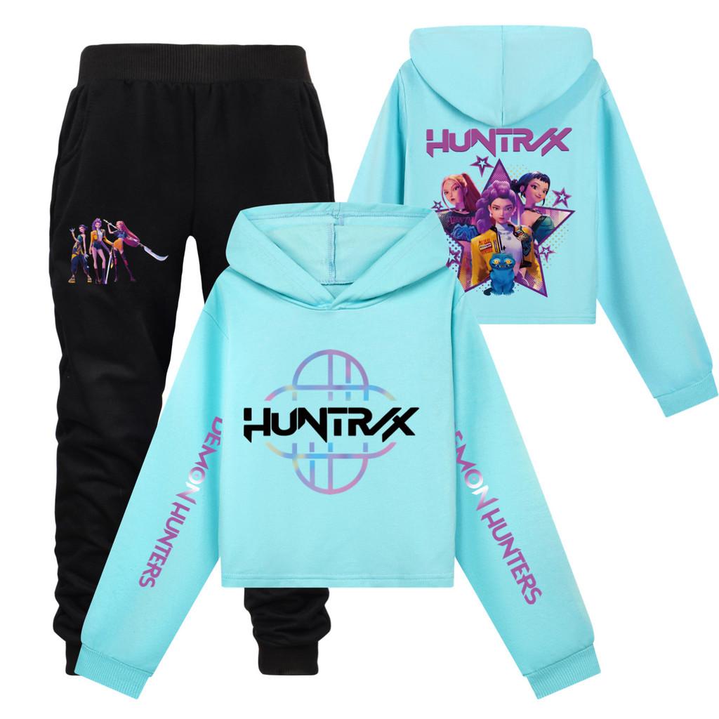 Kpop Demon Hunters Girl Hoodie Pants Set With Cartoon Print For Casual Wear