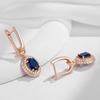 Kinel Hot Shiny Blue Natural Zircon Dangle Earrings for Women Fashion 585 Rose Gold Color Party High Quality Daily Fine Jewelry