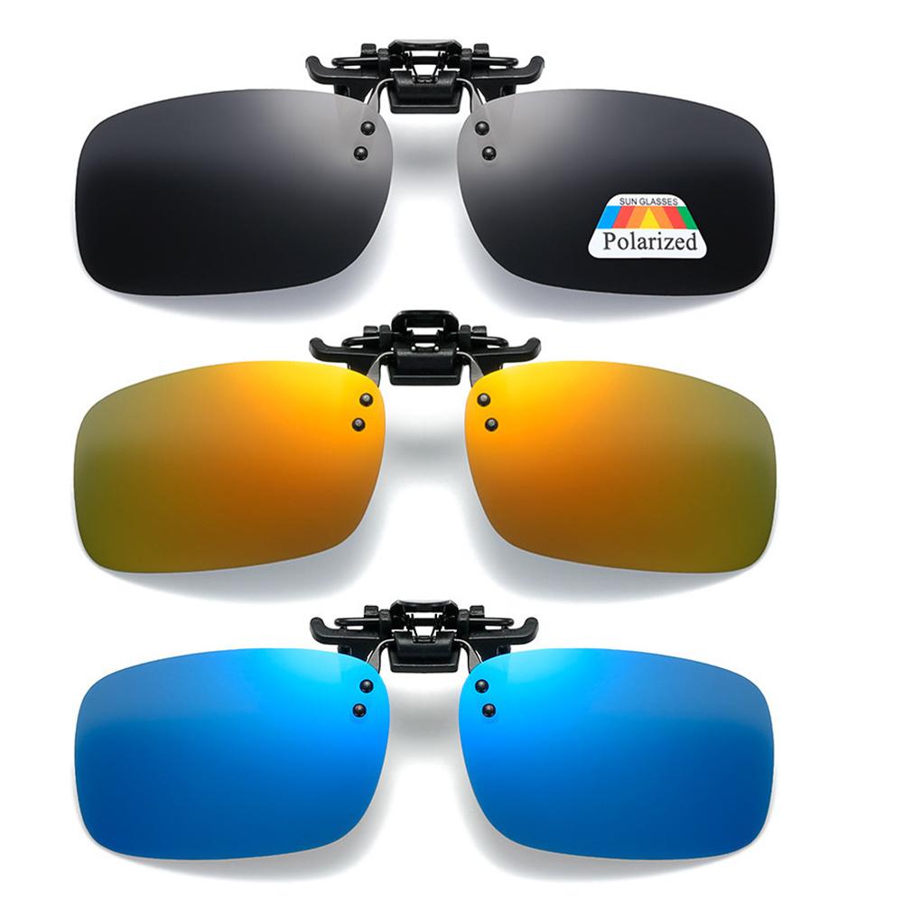 3PCS Flip Up Polarized Clip On Sunglasses Lenses UV400 Day Night Vision Driving Fishing Cycling Anti Glare Glasses Clips