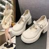 Chunky Heeled High Heels Female Spring and Summer Thick Bottom Heightening Retro Mary Jane Single Shoes