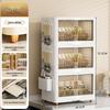 Foldable Multi-Layer Plastic Storage Cabinet with Lid - Organize Bowls, Plates, Baby Bottles, and Cups Dust-Free