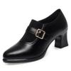 Autumn and Winter Soft Leather Soft Sole Comfortable Low Heel Lace-up Deep Mouth Fashionable Thick Heel Ladies Leather Shoes