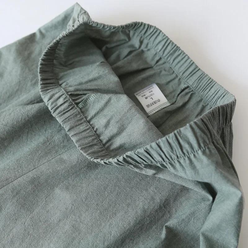 Весна/Осень Кимоно Мужская Пижама Мужская Одежда Для Сна Мужской Тонкий Девятый Рукав Шнуровка Топ + Брюки Свободный Двухсекционный Домашний Костюм