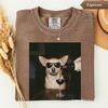 Funny Chihuahua Dog Drinking Wine Shirt, Sarcastic Pet Lover Gift Idea, Dog Mom Tee, Cool Animal Graphic Shirt, Trendy Humor Tshirt, Party